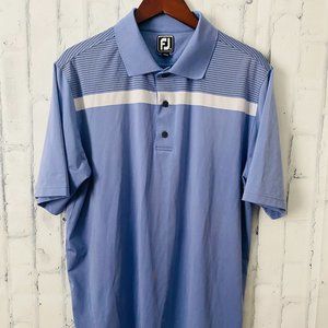 FootJoy FJ Athletic Fit Purple/White Striped Golf Polo Shirt Men's XL